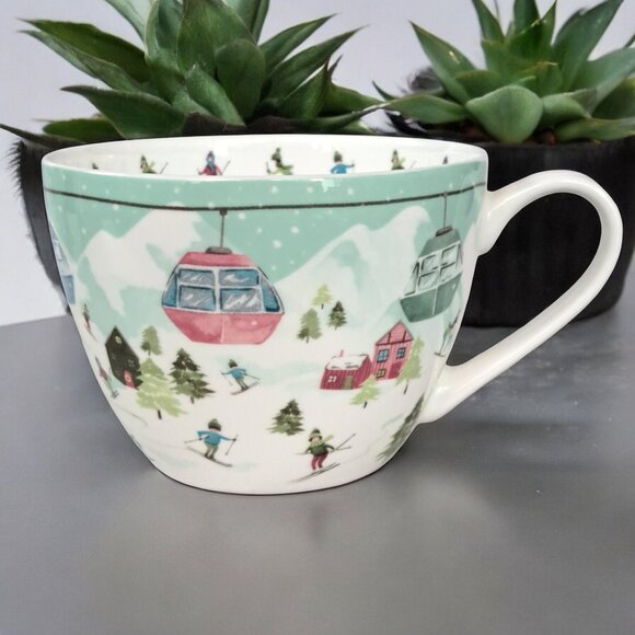 Portobello By Design Coffee Mug Cup Ski Lift Skiing Winter Snow Bone China - Picture 1 of 16